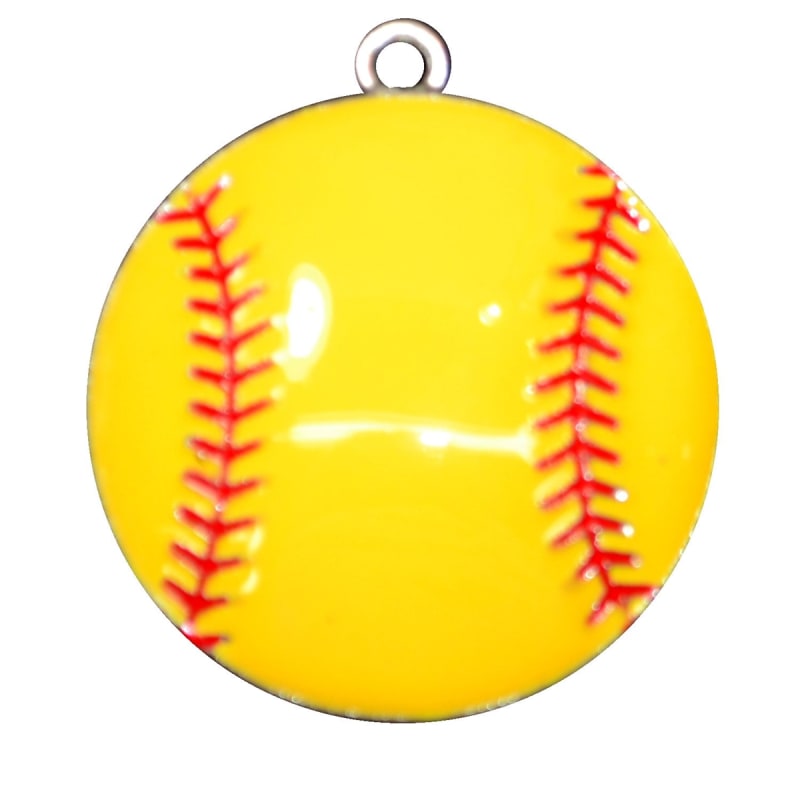Enamel Yellow Softball Pendant 45mm x 45mm