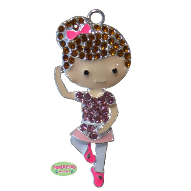 Rhinestone Ballerina Pendant 53mm x 33mm