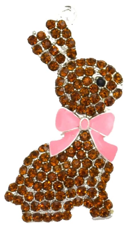 Chocolate Easter Bunny Rhinestone Pendant 46mm x 29mm