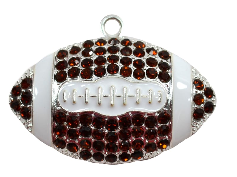 Rhinestone Football Pendant 53mm x 33mm