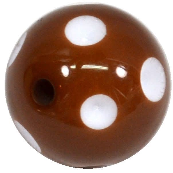 20mm Brown Polka Dot Bubblegum Beads
