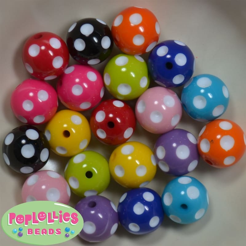 20mm Mixed Color Polka Dot Bubblegum Beads