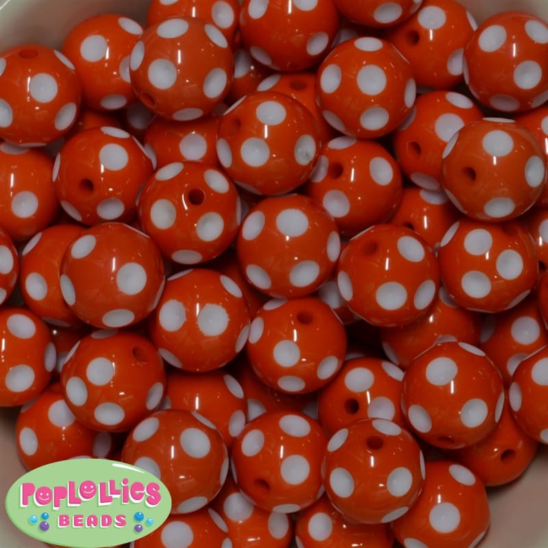 20mm Orange Polka Dot Bubblegum Beads