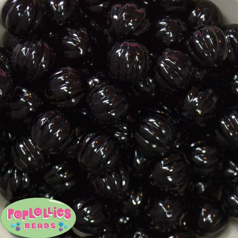 20mm Black Pumpkin Style Acrylic Bubblegum Bead