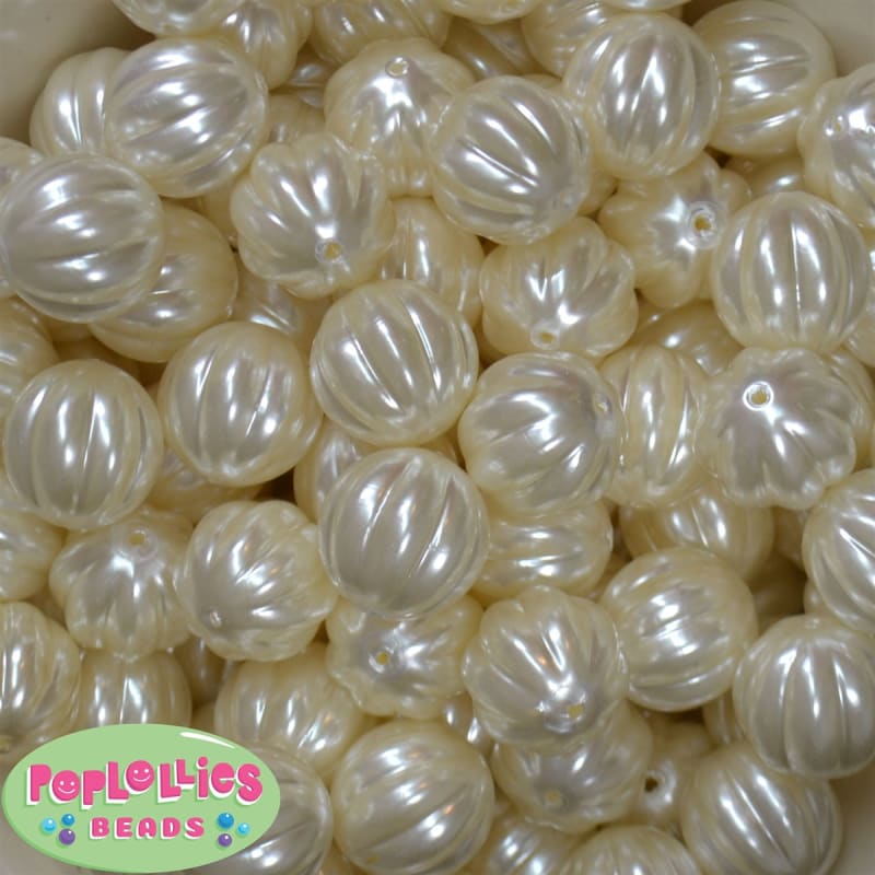 20mm Cream Pumpkin Style Acrylic Bubblegum Bead