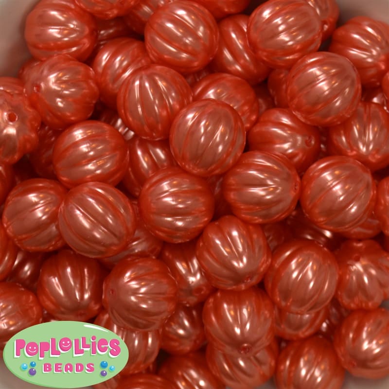 20mm Orange Pumpkin Style Acrylic Bubblegum Bead