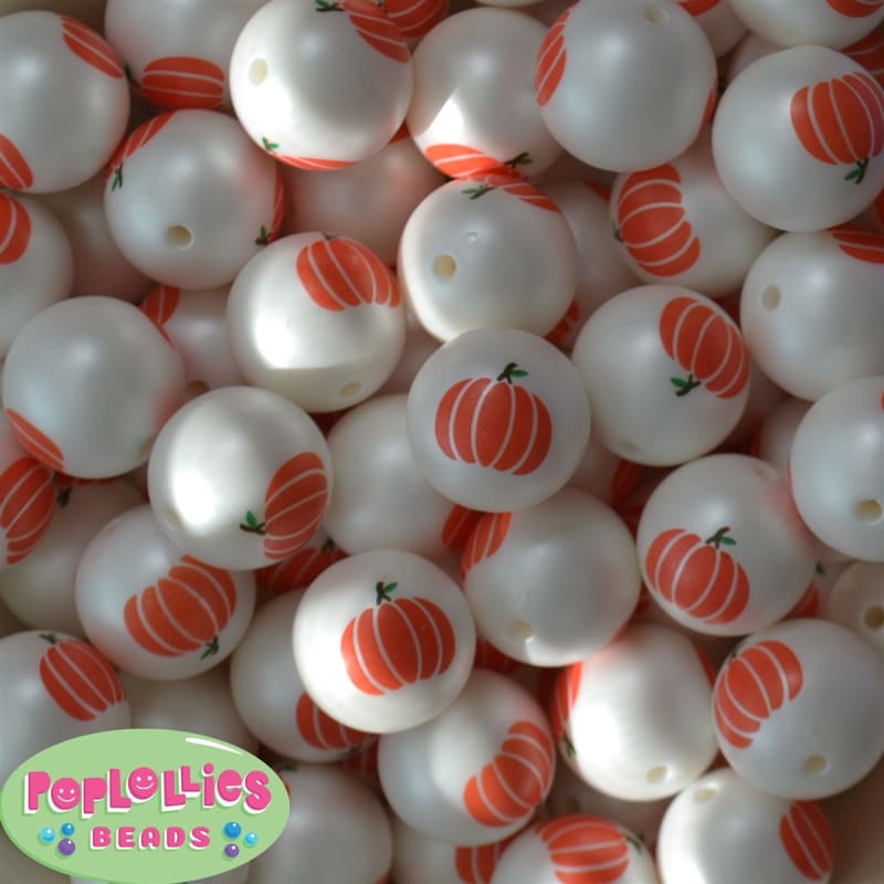 20mm Pumpkin Print Matte Bead 20pc.