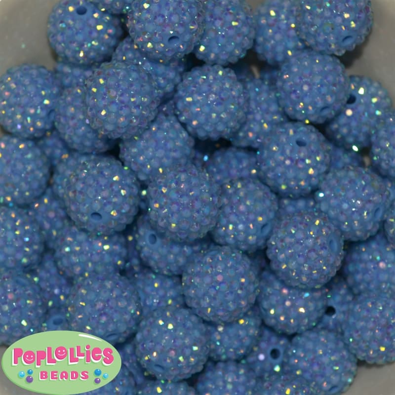 20mm Baby Blue Rhinestone Bubblegum Beads Bulk