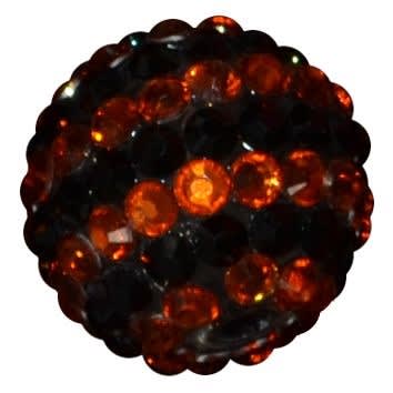 20mm Black and Orange Stripe Rhinestone Bubblegum Bead