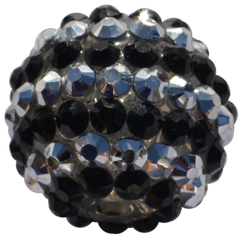 20mm Silver and Black Stripe Rhinestone Bubblegum Beads