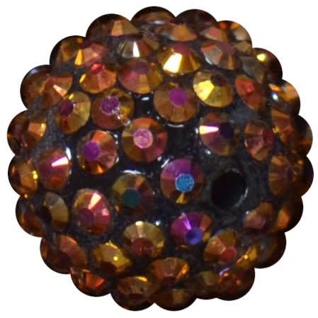 20mm Bronze Rhinestone Bubblegum Beads