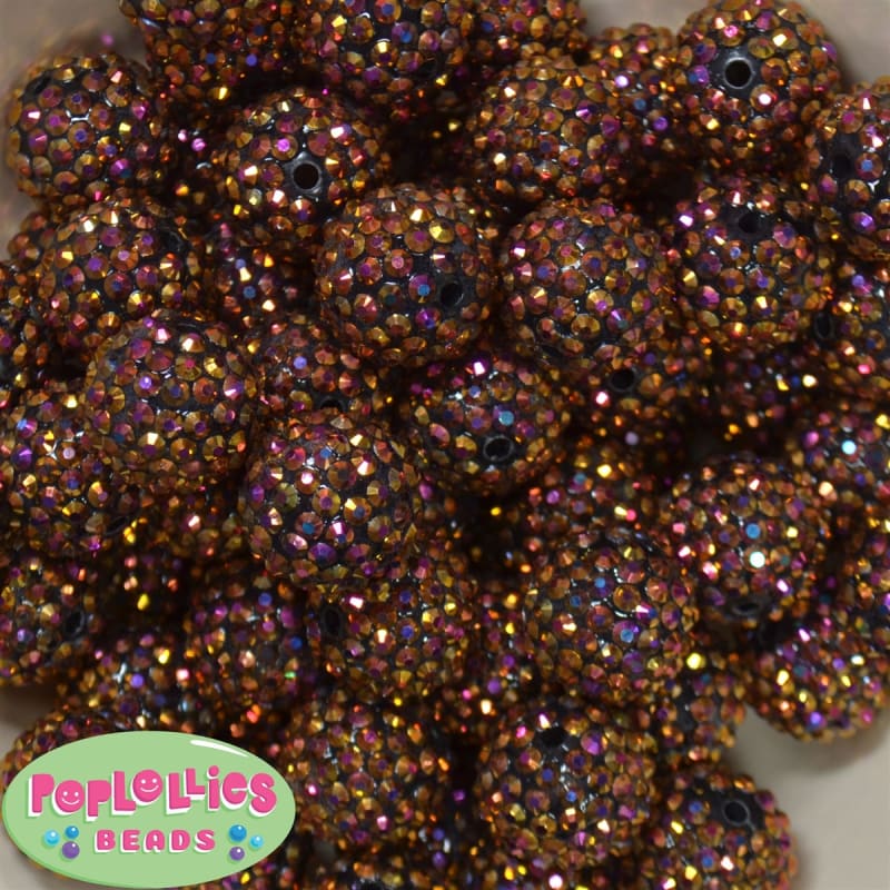 20mm Bronze Rhinestone Bubblegum Beads