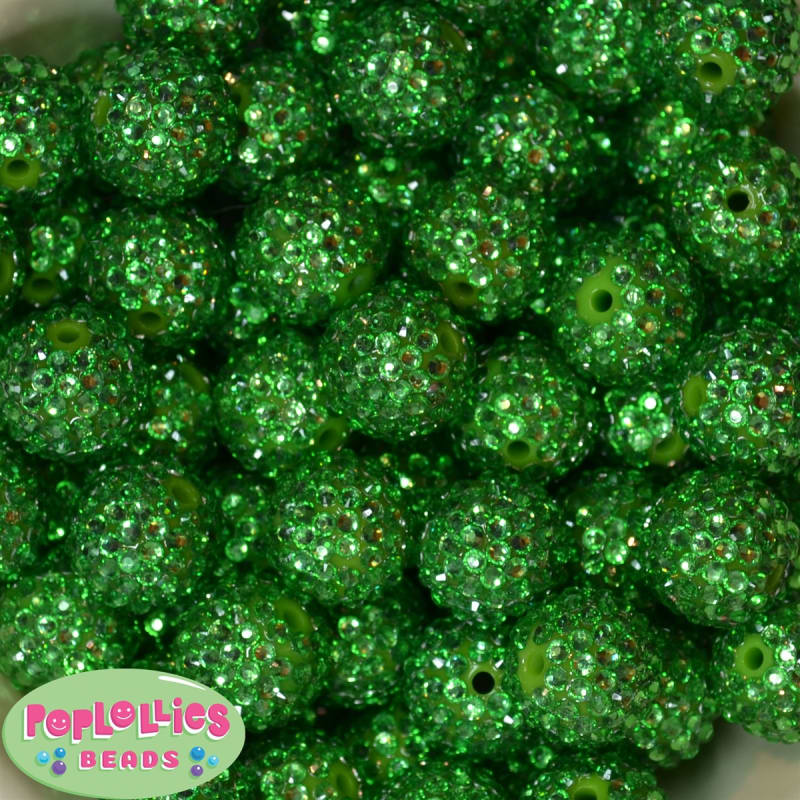20mm Christmas Green Rhinestone Beads Bulk