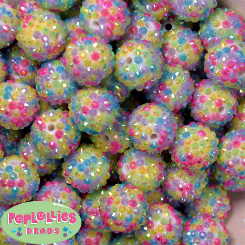 20mm Cupcake Confetti Rhinestone Bubblegum Beads
