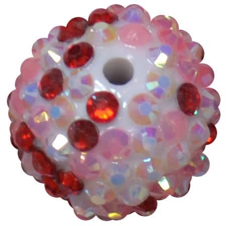 20mm Love Valentine Confetti Rhinestone Beads