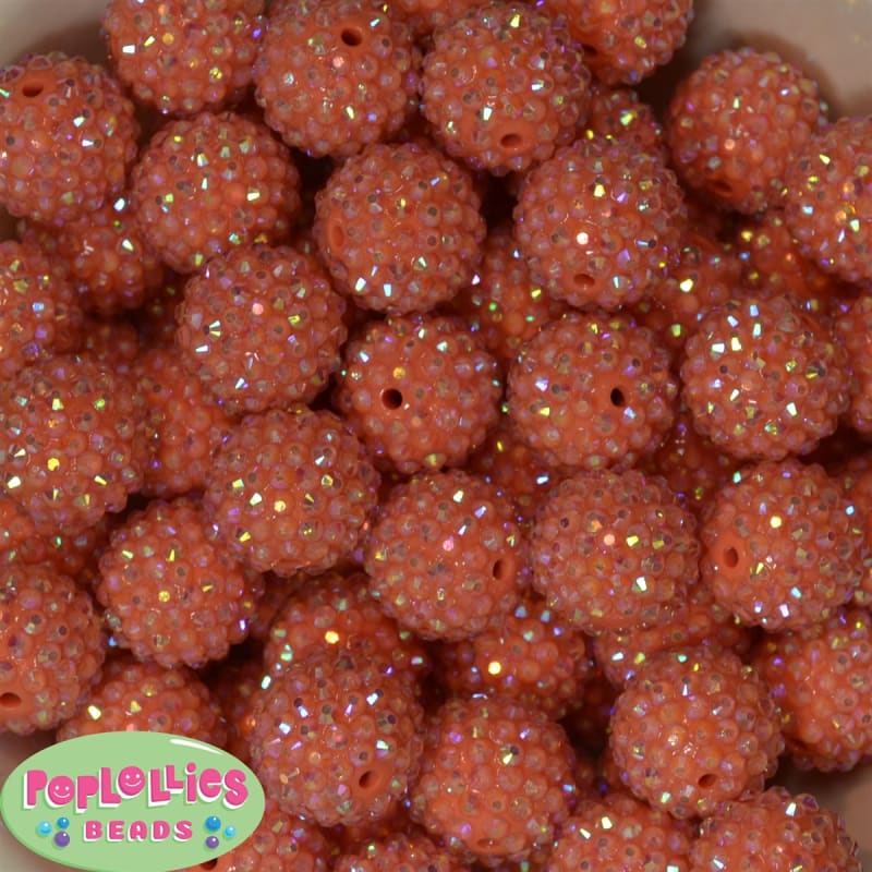 20mm Coral Rhinestone Bubblegum Beads Bulk