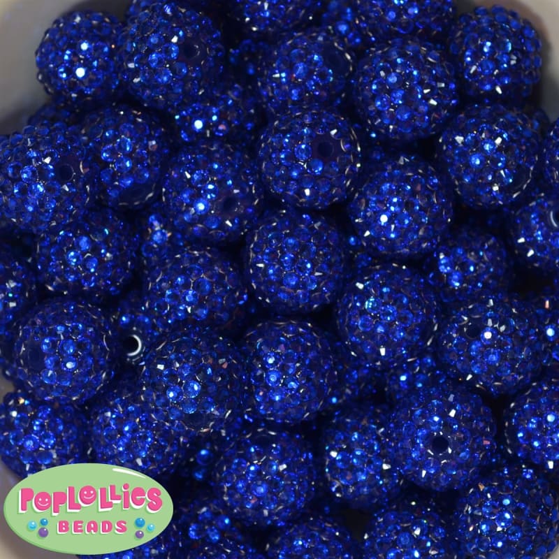 20mm Deep Royal Blue Rhinestone Bubblegum Beads Bulk