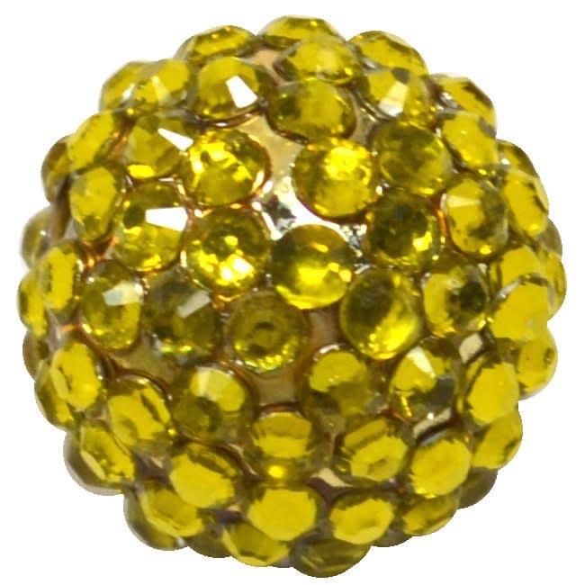 20mm Yellow Metallic Rhinestone Bubblegum Beads