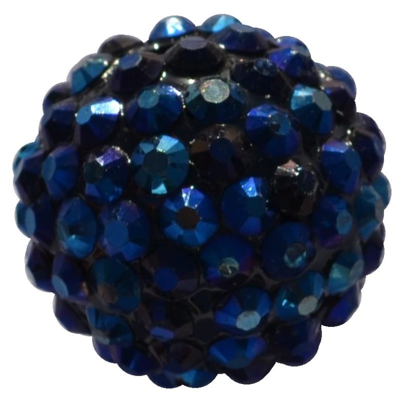20mm Navy Blue Rhinestone Bubblegum Beads