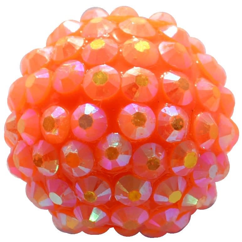 20mm Orange Rhinestone Bubblegum Beads