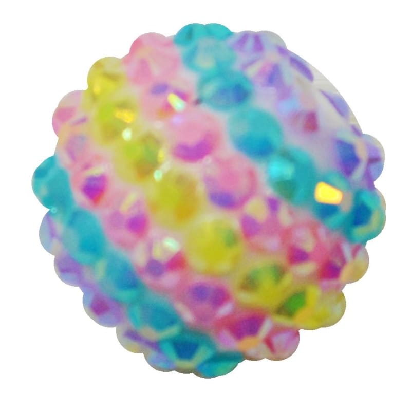 20mm Pastel Stripe Rhinestone Bubblegum Beads