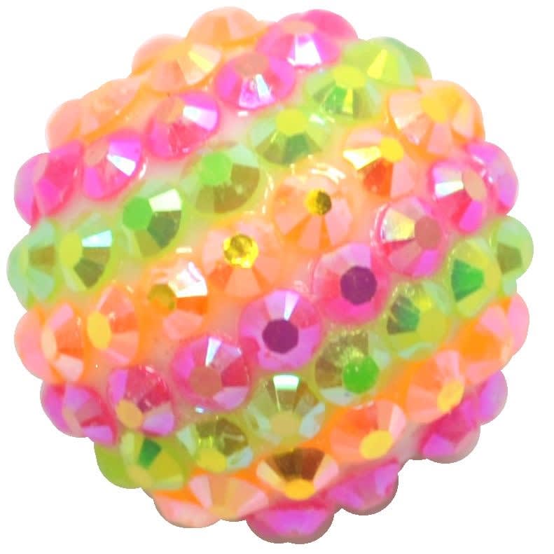 20mm Spring Stripe Rhinestone Bubblegum Beads