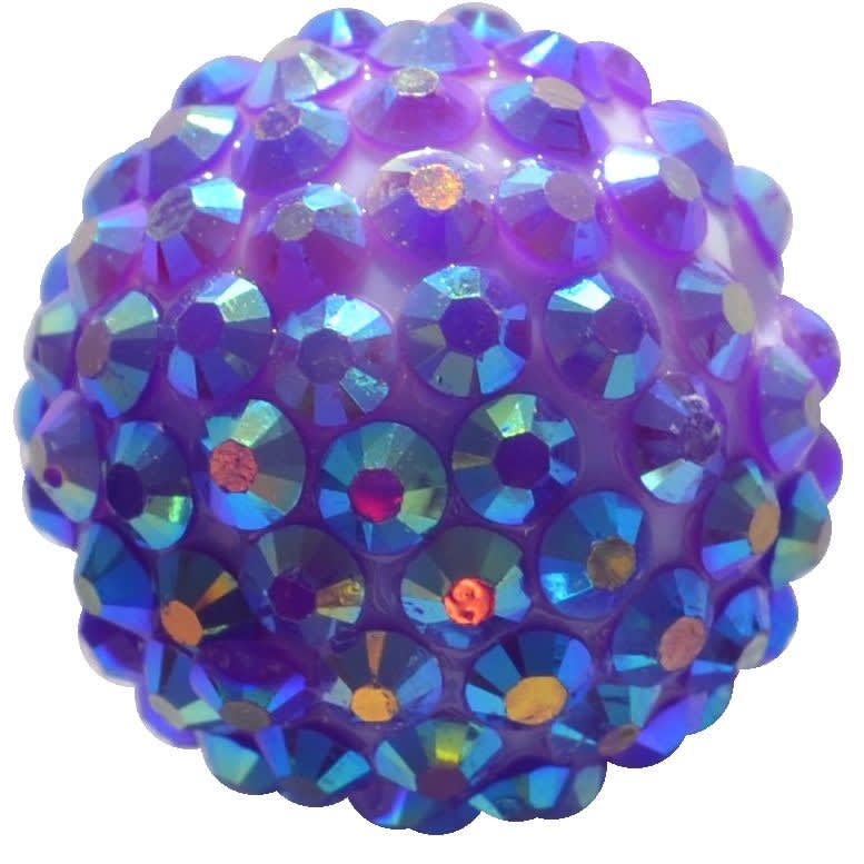 20mm Purple Rhinestone Bubblegum Beads