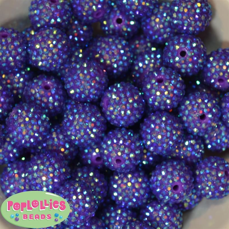 20mm Purple Rhinestone Bubblegum Beads Bulk