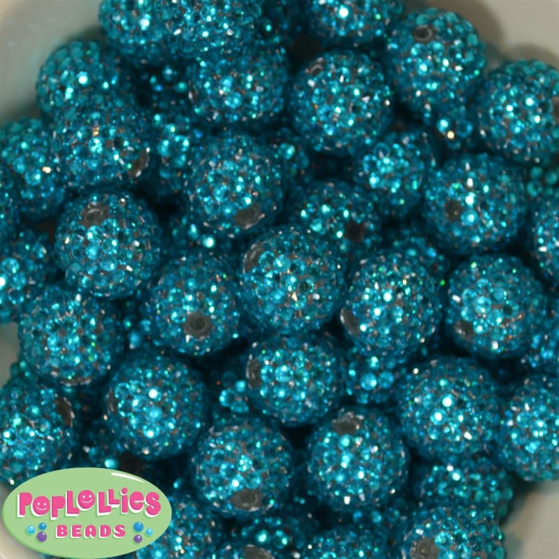 20mm Turquoise Rhinestone Bubblegum Beads Bulk