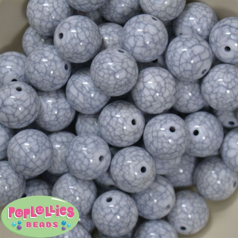 20mm White Gator Egg Bubblegum Bead