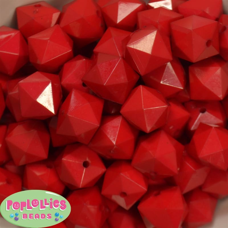 20mm Solid Red Cube Bubblegum Bead