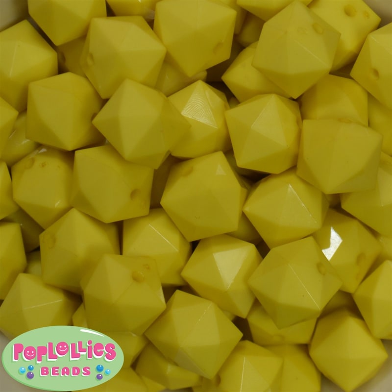 20mm Solid Yellow Cube Bubblegum Bead