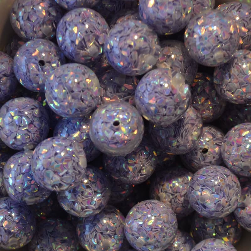 20mm resin bubblegum bead with Lavender sequins inside