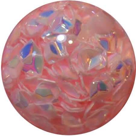 20mm resin bubblegum bead with Pink sequins inside