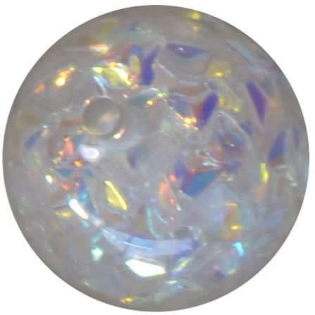 20mm resin bubblegum bead with white sequins inside