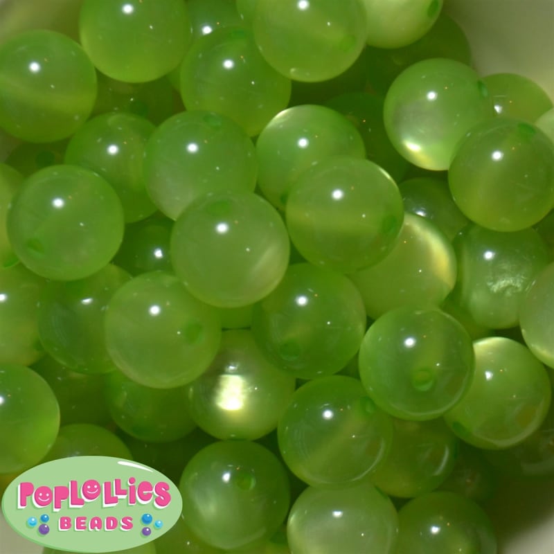 20mm Lime Green Shimmer Bubble Style Acrylic Gumball Bead