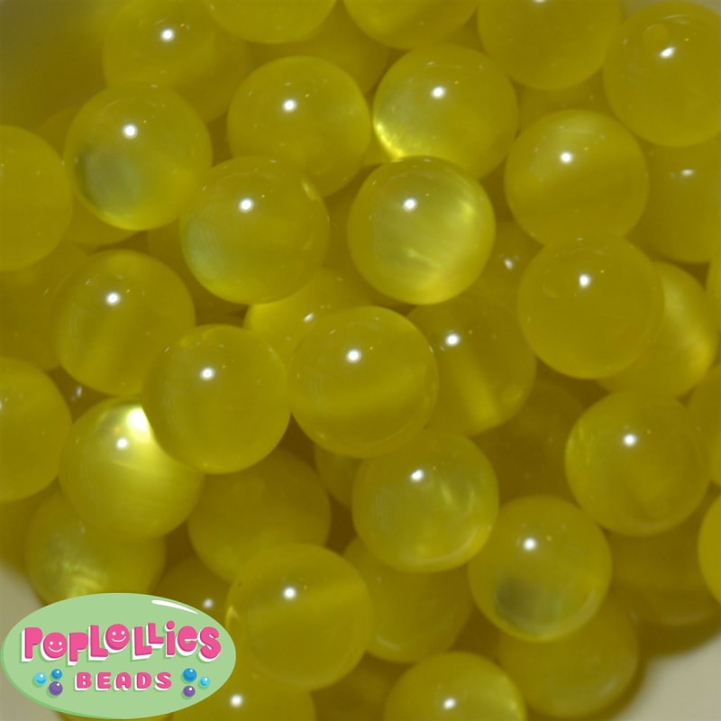20mm Yellow Shimmer Bubble Style Acrylic Gumball Bead