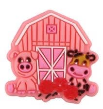Pretty Pink Barn with Animals Silicone Focal Bead