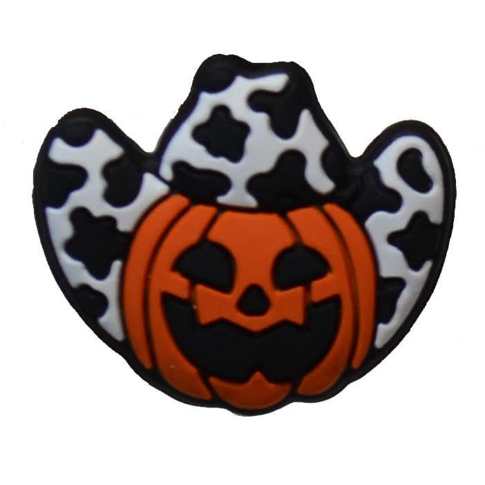 Adorable HalloweenJack-o-lantern with cowboy hat Silicone Focal Bead