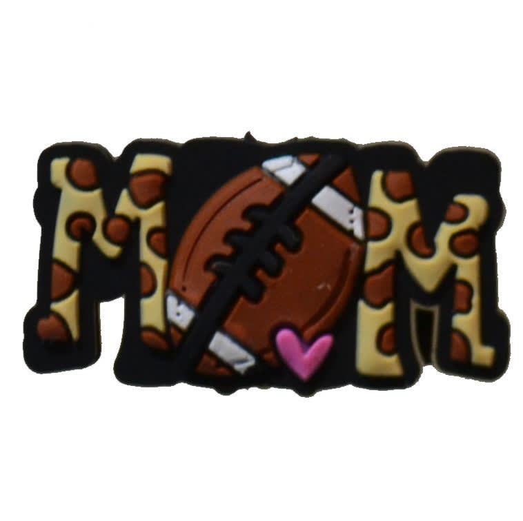 Leopard Print Football Mom Focal Bead with Flower detail