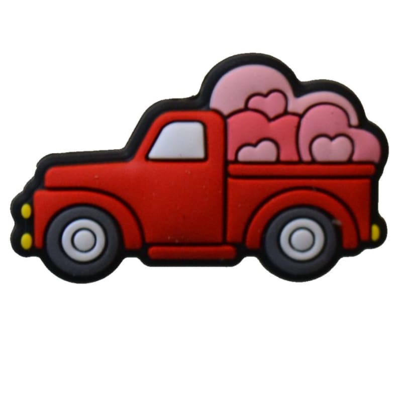 36mm Red Valentine Truck Silicone Focal Bead