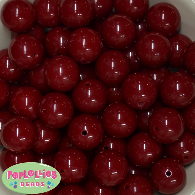 20mm Burgundy Acrylic Bubblegum Beads