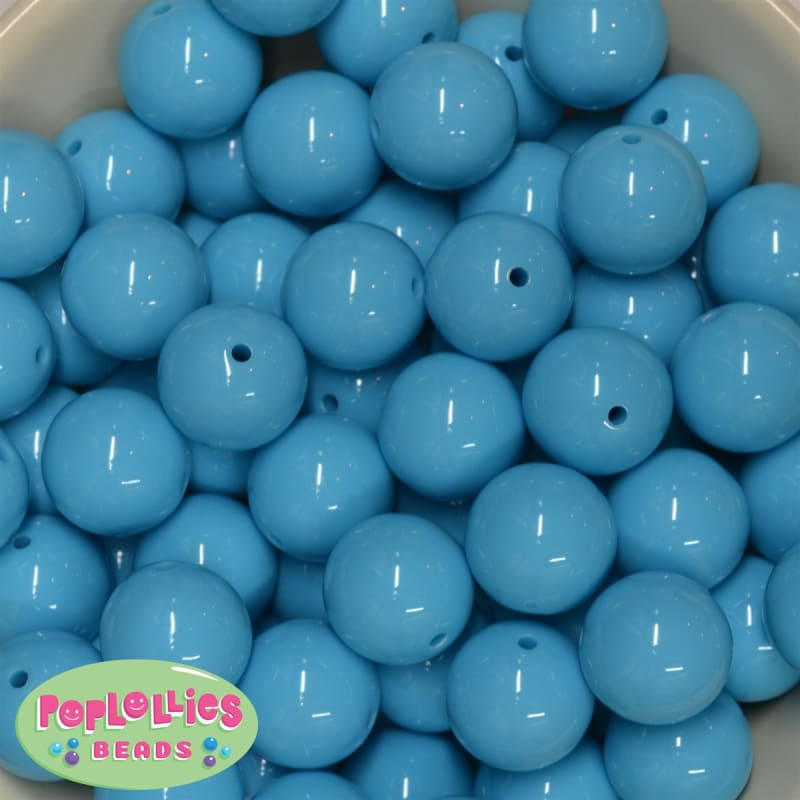 20mm Caribbean Blue Acrylic Bubblegum Beads Bulk
