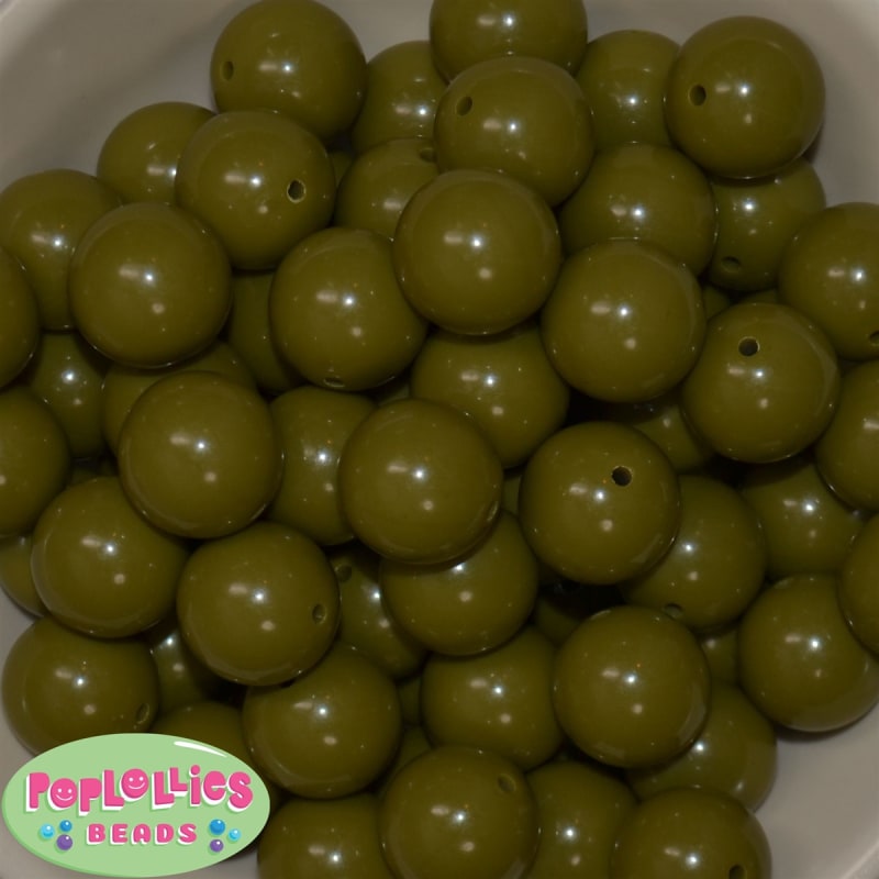 20mm Olive Acrylic Bubblegum Beads Bulk