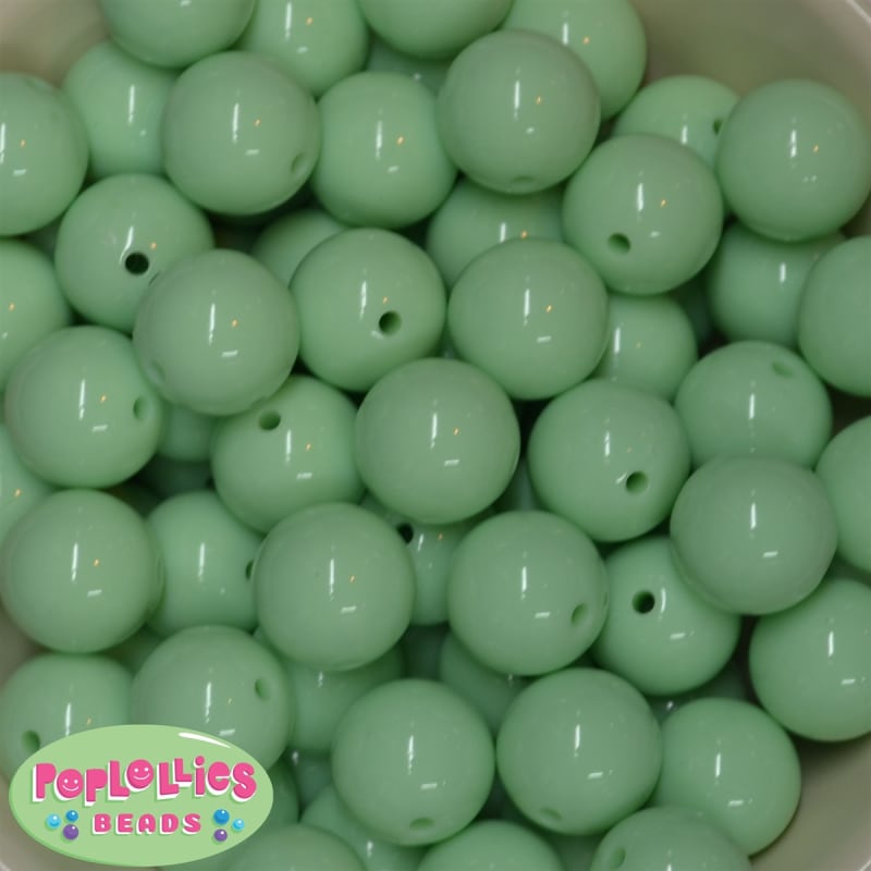 20mm Pastel Green Acrylic Bubblegum Beads