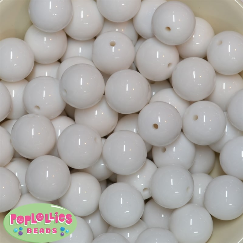 20mm White Acrylic Bubblegum Beads