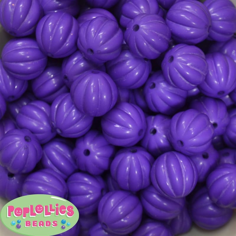 20mm Purple Pumpkin Style Acrylic Bubblegum Bead