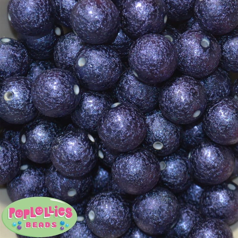 20mm Navy Blue Stardust Bubblegum Beads