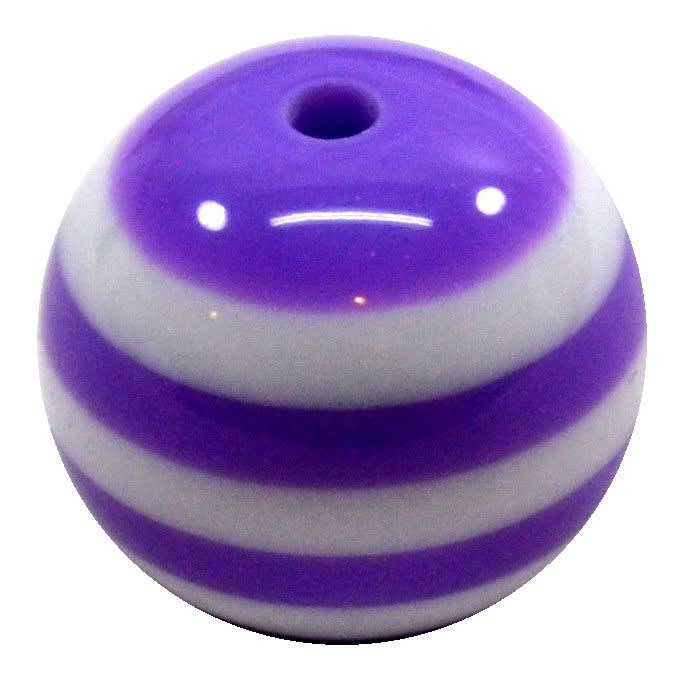 20mm Lavender Stripe Resin Bubblegum Beads