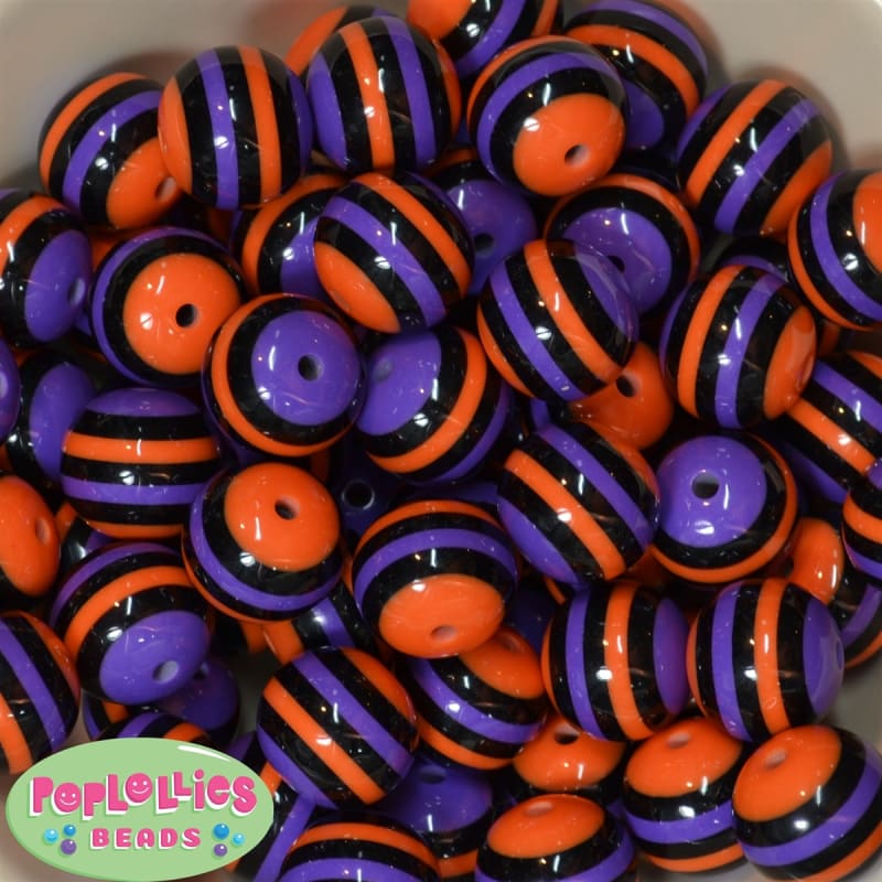 20mm Halloween Stripe Resin Bubblegum Beads